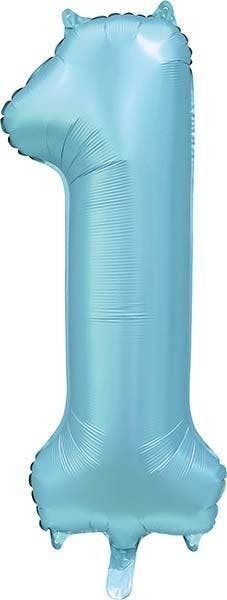 Folie Ballon Cijfer 1 Satin licht blauw 86 cm, Verzenden, Nieuw, Feestartikel, Verjaardag