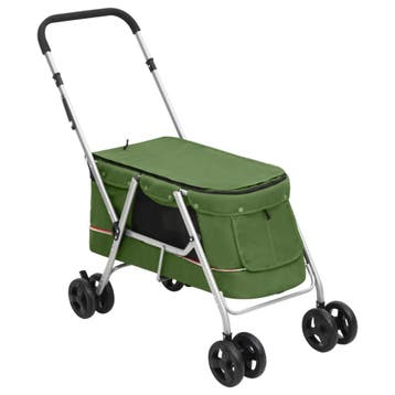 vidaXL Hondenwagen inklapbaar 100x49x96 cm linnenstof groen, Verzenden, Nieuw