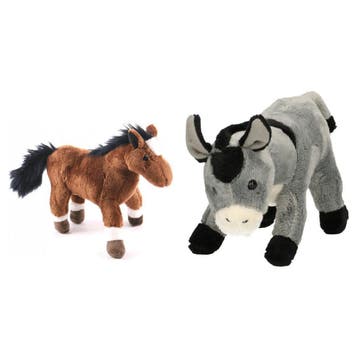 Pluche ezel en paard knuffel - boerderijdieren - 20 cm, Verzenden, Nieuw