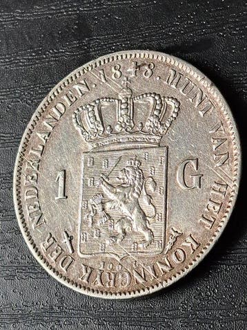 Nederland. Willem II. 1 Gulden 1848 Prima- (Zonder