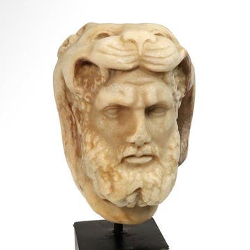 Oud-Romeins Marmer Hoofd van Commodus als Hercules