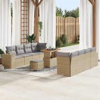 vidaXL Tuin Sofa Set met kussen 11 pcs Beige poly rattan, Verzenden, Nieuw, Meer dan 8 zitplaatsen