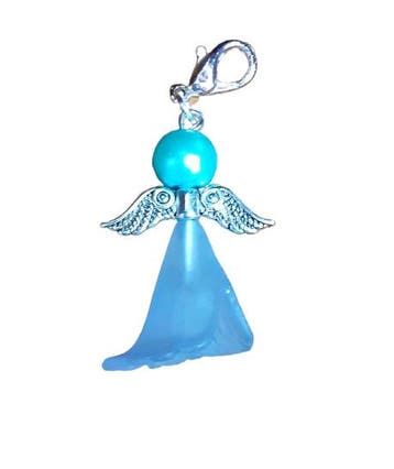 Geluks Engeltje met clip cyan  blauw (Bedels), Hobby en Vrije tijd, Ophalen of Verzenden, Nieuw, Bedel