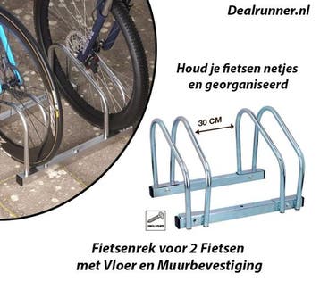 Fietsenrek voor 2 Fietsen met Vloer en Muurbevestiging, Verzenden, Nieuw
