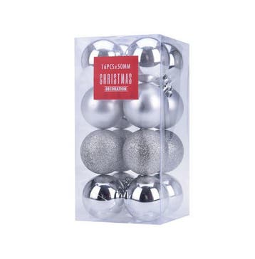 Kerstballen set 16 stuks Ø 5cm Zilver, Diversen, Kerst, Ophalen of Verzenden, Nieuw