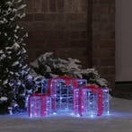 vidaXL Cadeau Doos met 60 LED 3 pcs Blauw 20 x 20 x 20 cm, Diversen, Kerst, Verzenden, Nieuw