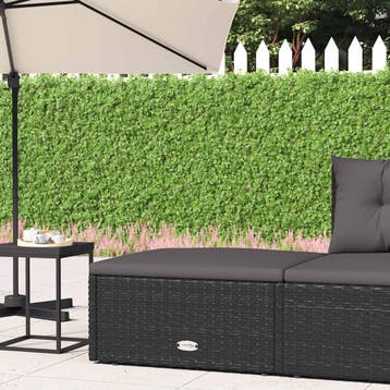 vidaXL Voetensteun met kussen poly rattan zwart, Verzenden, Nieuw