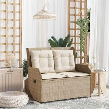 vidaXL Tuinbank Beige poly rattan, Tuin en Terras, Tuinsets en Loungesets, Verzenden, Nieuw, Rotan