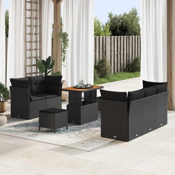vidaXL Tuin Sofa Set 8 st 5-Aantal zitplaatsen Zwart poly, Verzenden, Nieuw, 8 zitplaatsen