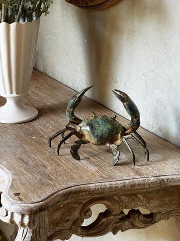 sculptuur, NO RESERVE PRICE - Bronze Patinated Crab