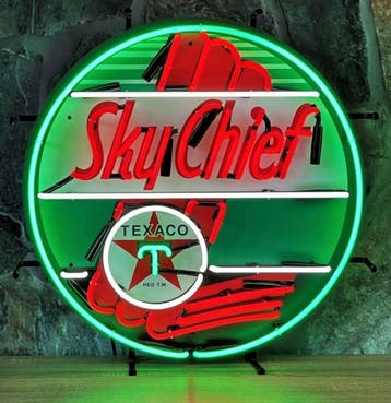 Texaco SkyChief Neon Verlichting 60 cm - Groen, Rood, Wit, Verzamelen, Merken en Reclamevoorwerpen, Ophalen, Gebruikt