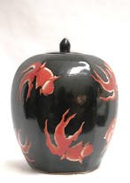 dekselvaas - Porselein - Koi-vijver ’s nachts