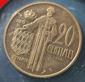 Monaco. 20 Centimes 1962 Rainier III. Essai (Zonder