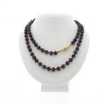 Antiek granaat kralenketting met gouden slot, Gebruikt, Overige kleuren, Ophalen of Verzenden, Met edelsteen