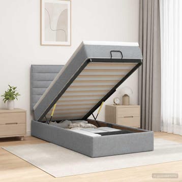 vidaXL Ottoman bed met matras Lichtgrijs 80 x 200 cm Stof, Verzenden, Nieuw, Eenpersoons