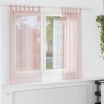 vidaXL Gordijnen voile met lussen 2 st 140x140 cm lichtroze, Verzenden, Nieuw, Roze