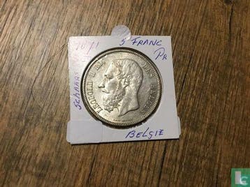 België 5 francs 1871, Postzegels en Munten, Munten | België, Verzenden, Losse munt, Goud