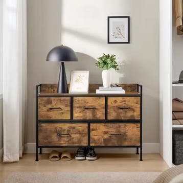 Dressoir met 5 Stoffen Lades –Opbergkast Slaapkamer en Woonk, Verzenden, Nieuw