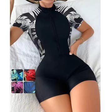 Dames One Piece Zwempak Rits UV Bescherming Korte Mouw, Watersport en Boten, Windsurfen, Verzenden, Nieuw
