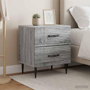 vidaXL Nachtkastje 2 st Grijs sonoma 43 x 34,5 x 47,5 cm, Minder dan 45 cm, Verzenden, Nieuw, Minder dan 55 cm
