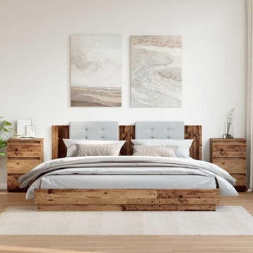 vidaXL Nachtkastjes 2 st 40x35x62,5 cm bewerkt hout oud, Minder dan 45 cm, Verzenden, Nieuw, 55 tot 70 cm