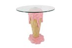 Salontafel ICE CREAM 50cm met gehard glas roze beige - 48036, Huis en Inrichting, Tafels | Salontafels, Ophalen of Verzenden, Nieuw
