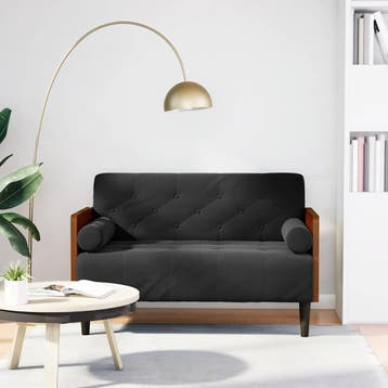 vidaXL Loveseat bank met bolsters zwart 110 cm fluweel, Verzenden, Nieuw, Stof