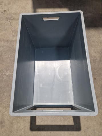 Magazijnbak, 600x400x420 mm, euronorm, grijs kunststof,, Ophalen of Verzenden