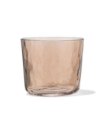 HEMA Waterglas 200ml glas gehamerd bruin, Verzamelen, Verzenden, Nieuw