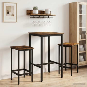 vidaXL Bartafel 52 x 52 x 90 cm Bewerkt hout Gerookt eiken, Huis en Inrichting, Verzenden, Nieuw