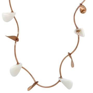 Rosegouden choker met witte stenen 14 karaat, Verzenden, Zo goed als nieuw, Goud, Verstelbaar