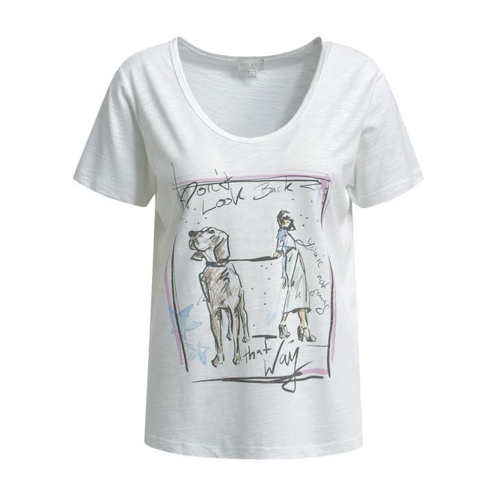 Milano Italy • t-shirt dont look back • S, Kleding | Dames, Tops, Wit, Nieuw, Maat 36 (S), Verzenden