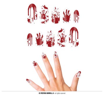 Kunstnagels bebloed 10st, Verzenden, Nieuw, Feestartikel