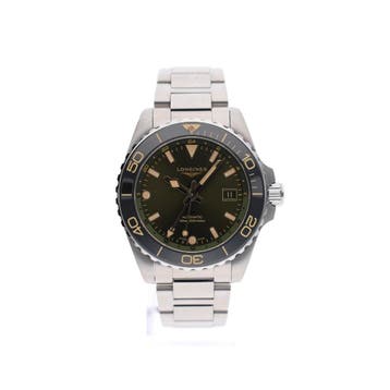 Longines Hydroconquest GMT 41mm L3.790.4.06.6; Automatisc..., Ophalen of Verzenden, Zo goed als nieuw, Staal, Overige merken