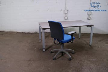 Bureau 160x80 antraciet eiken grijs frame handmatig, Overige typen, Gebruikt, Verzenden, Overige merken