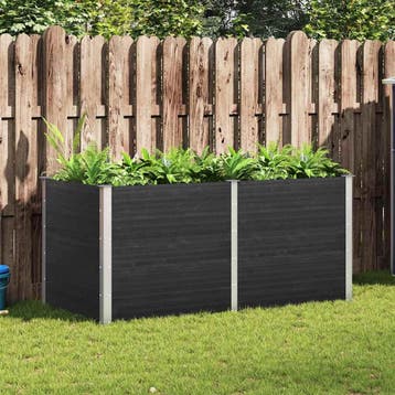 vidaXL Plantenbak verhoogd 200x100x91 cm HKC grijs, Tuin en Terras, Bloembakken en Plantenbakken, 100 cm of meer, Verzenden, Nieuw