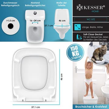 WC bril Softclose - Toiletbril - Wit - KESSER®, Verzenden, Zo goed als nieuw