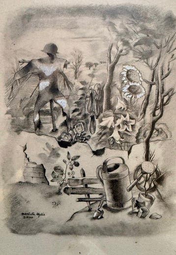 Mariette Lydis (1887-1970) - Scène de jardin fantastique