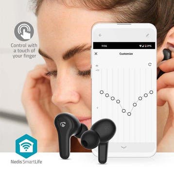 Oortjes draadloos - Bluetooth - USB C - Zwart - Nedis •, Verzenden, Zo goed als nieuw