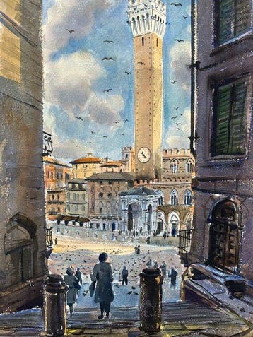 Ugo Piccini (XX) - Piazza del Campo a Siena - XL Format