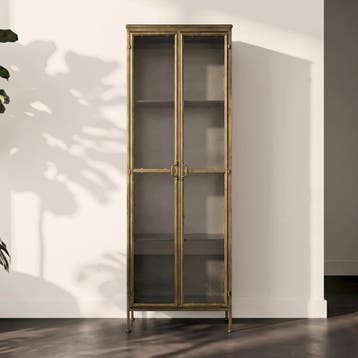 *WOONWINKEL* Dutchbone Gertlush Vitrinekast Antiek Messing, Verzenden, Nieuw