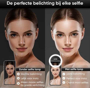JUST23 Ringlamp voor Telefoon, Laptop &amp; Tablet – Selfie, Ophalen of Verzenden, Nieuw