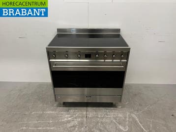 Smeg 5 Pits Inductiefornuis met Heteluchtoven 90 cm 400V, Ophalen of Verzenden, Gebruikt