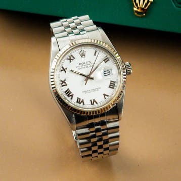 Rolex - Datejust 36 18k White Gold Fluted Bezel White Roman, Nieuw