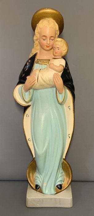 Beeld, Madonna met Kind - 35.5 cm - Gips, Antiek en Kunst
