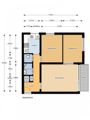 Te Huur 3 Kamer Appartement Zuidervaart In Zaandam, Direct bij eigenaar, Noord-Holland, Zaandam, Appartement