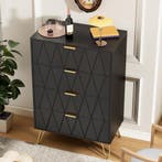 Commode - Dressoir - Ladekast - 4 Lades - Zwart - UEV, Verzenden, Zo goed als nieuw