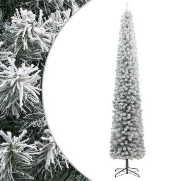 vidaXL Kunstkerstboom smal met standaard en sneeuw 270 PVC, Diversen, Verzenden, Nieuw