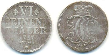 1/6 taler, daalder oorlogsgeld 1757 Nm Trier Erzbistum: J..., Verzenden