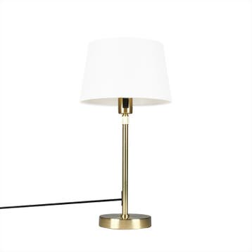 Tafellamp goud/messing met kap wit 25 cm verstelbaar - Parte, Verzenden, Nieuw, Modern